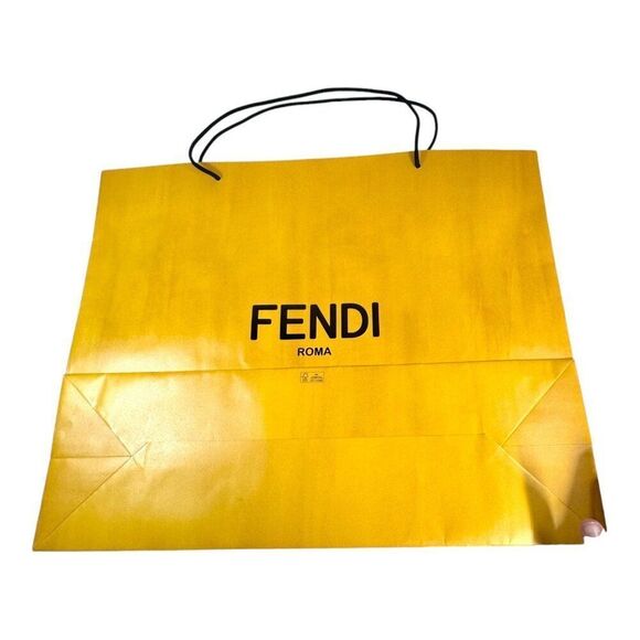 Fendi Yellow Shopping Bag w/ Handles 24” Extra Large Shoes Purse Gift Storage - Picture 3 of 5